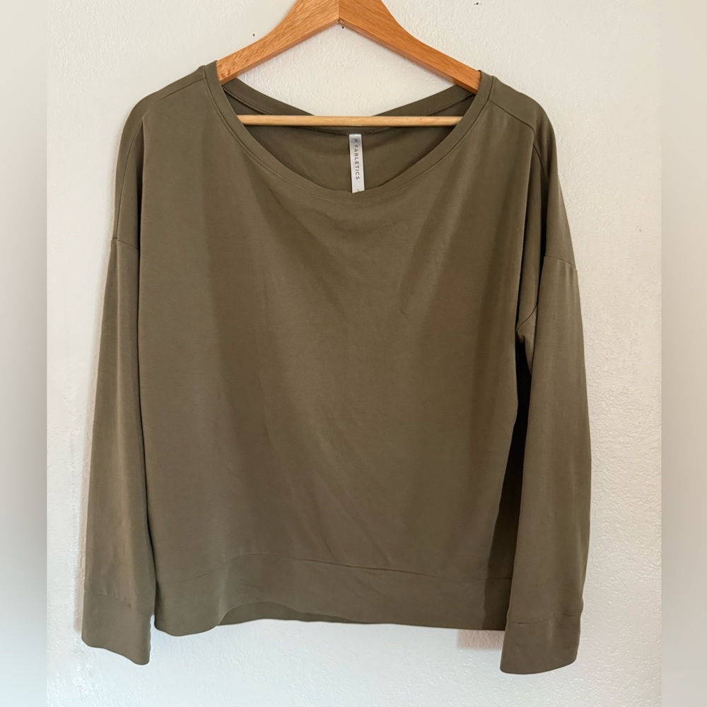 Fabletics Long Sleeve Olive Green Modal Blend Top | Women's Size Small
